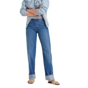 Universal Thread Mid Rise 90s Baggy Cuffed  Straight Leg Jeans Sz 4R EUC